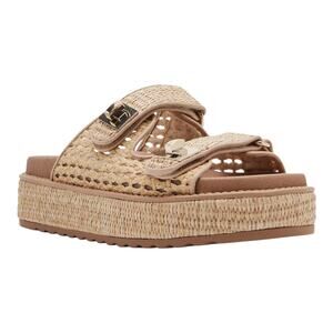 Steve Madden Women's Bigschmona Platform Buckle Slide Sandals Light Tan Size 10